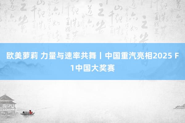 欧美萝莉 力量与速率共舞丨中国重汽亮相2025 F1中国大奖赛