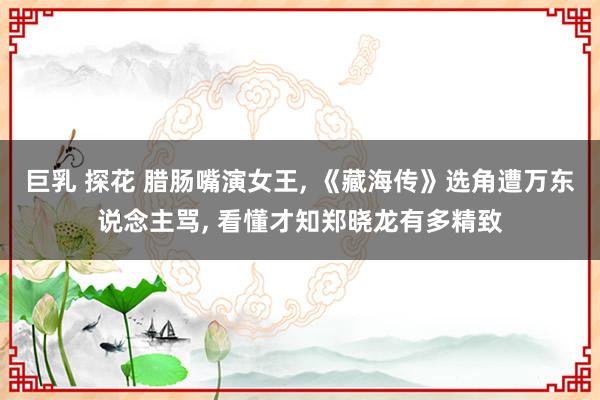 巨乳 探花 腊肠嘴演女王, 《藏海传》选角遭万东说念主骂, 看懂才知郑晓龙有多精致