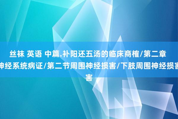 丝袜 英语 中篇.补阳还五汤的临床商榷/第二章 神经系统病证/第二节周围神经损害/下肢周围神经损害